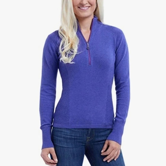 Eddie Bauer Purple 1/2 Zip Sweater Gorpcore Activewear Cabincore Comfy New - Picture 1 of 7